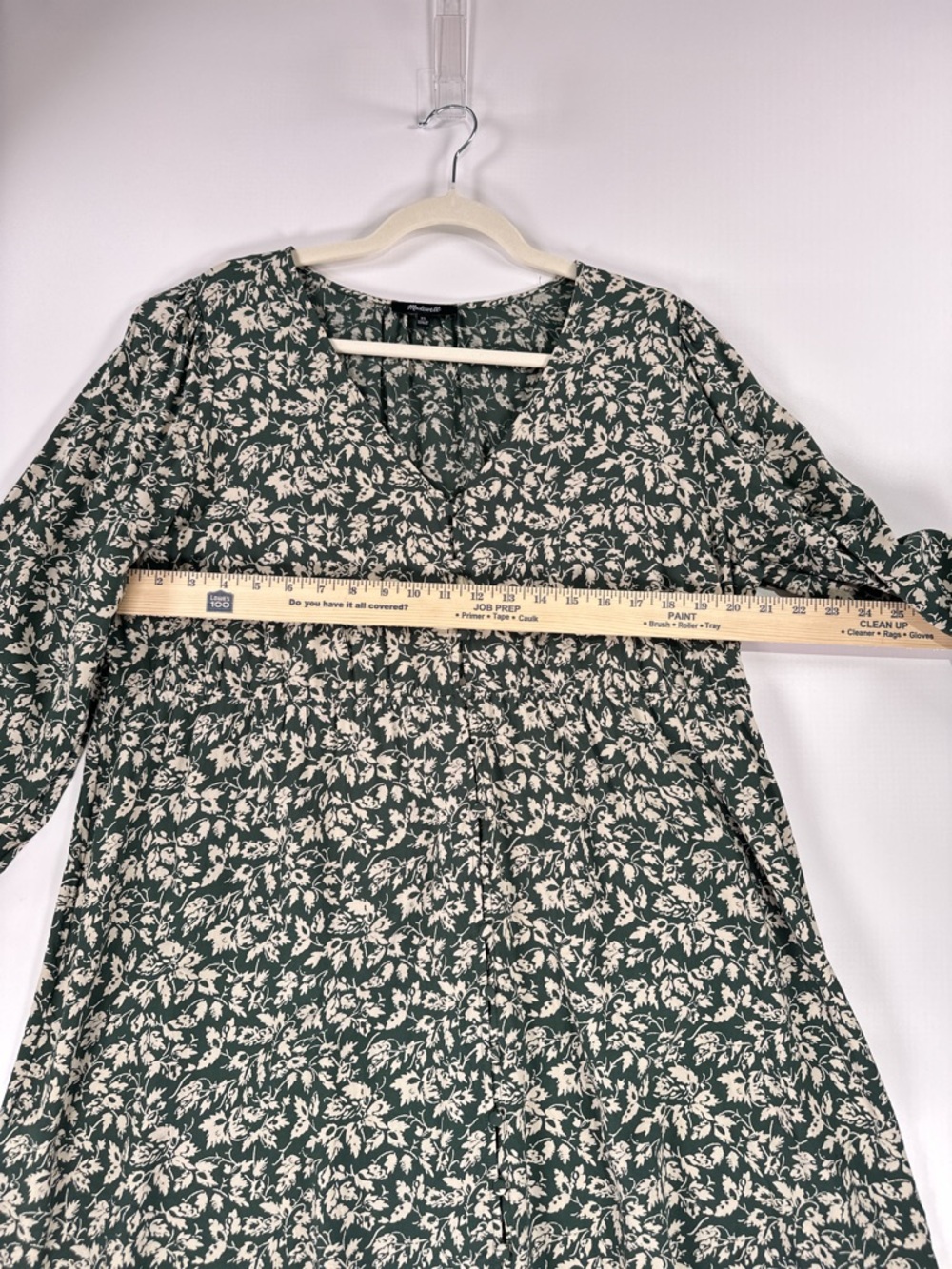 Madewell Tiered Mini Dress XL Dark Green Floral Babydoll - Picture 10 of 11